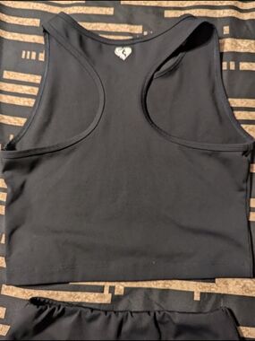 Heart Logo Black Athletic Shorts for Women